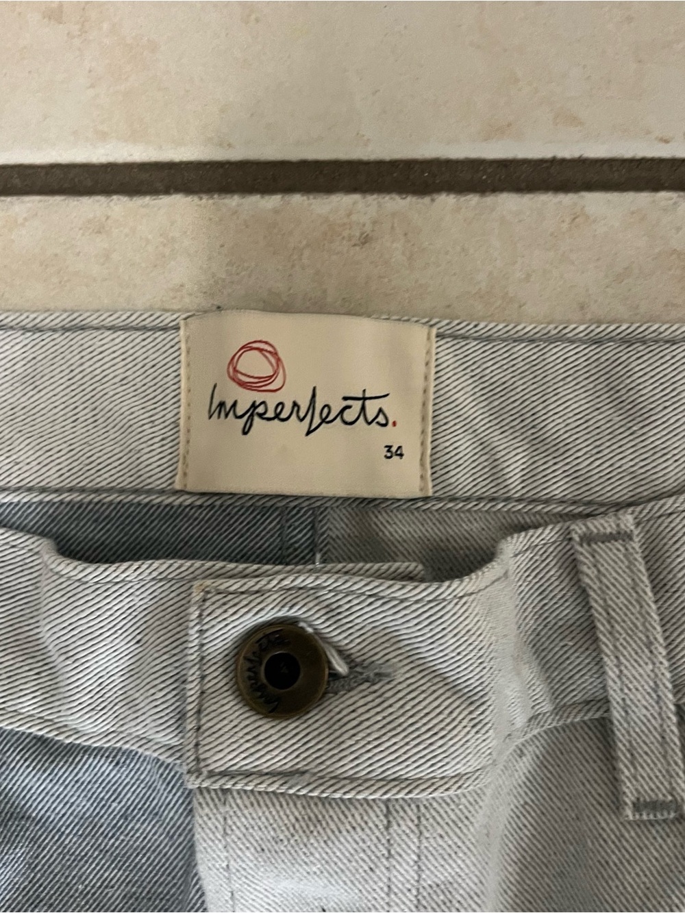 Imperfects Men’s Relaxed Jeans - Light Gray, Size 34